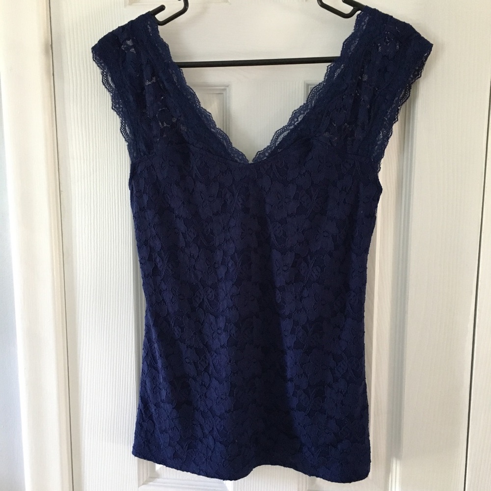 Navy Lace Sleeveless Shirt (Women’s Size Small)